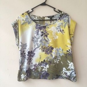 Funky Soul Statin Yellow and Gray Floral Blouse
